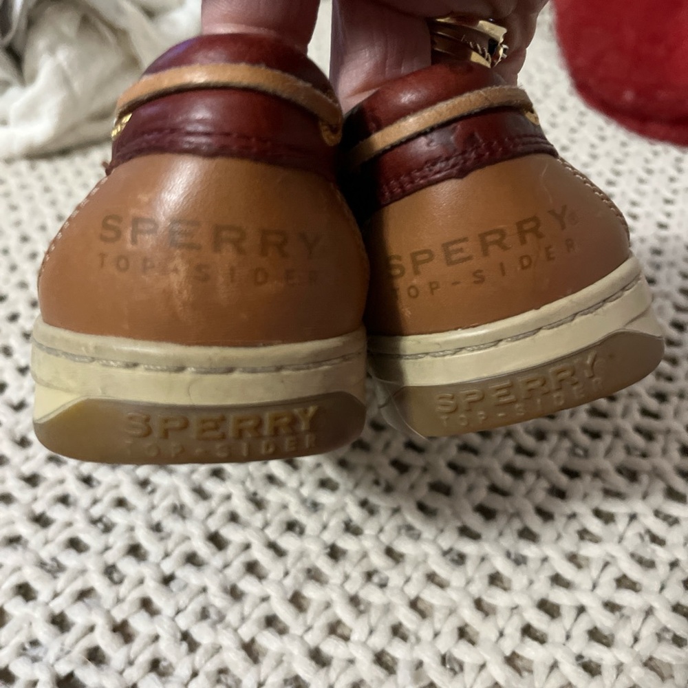 Sperry Brown Leather Loafers AngleFish Anchor Print 8.5 - Picture 4 of 5